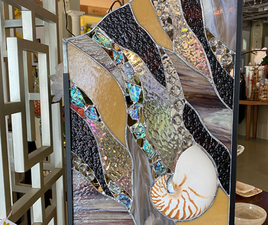 Stained Glass with Shell Art