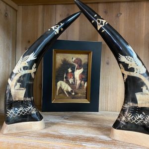 Carved Eagles in Cow Horns
