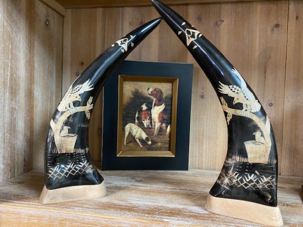 Carved Eagles in Cow Horns